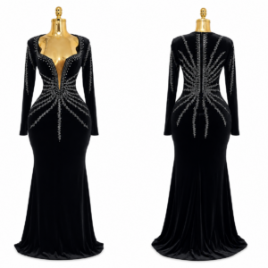 midnight radiance rhinestone mermaid gown