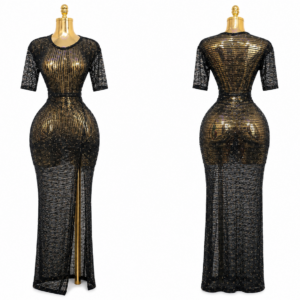 midnight mesh maxi dress