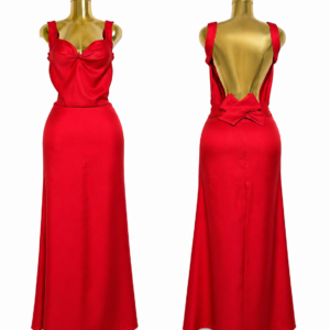 scarlet satin open back maxi dress