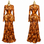Amber Flame Mesh Maxi Dress