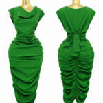 emerald luxe ruched midi dress