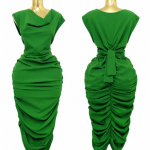 Home emerald luxe ruched midi dress