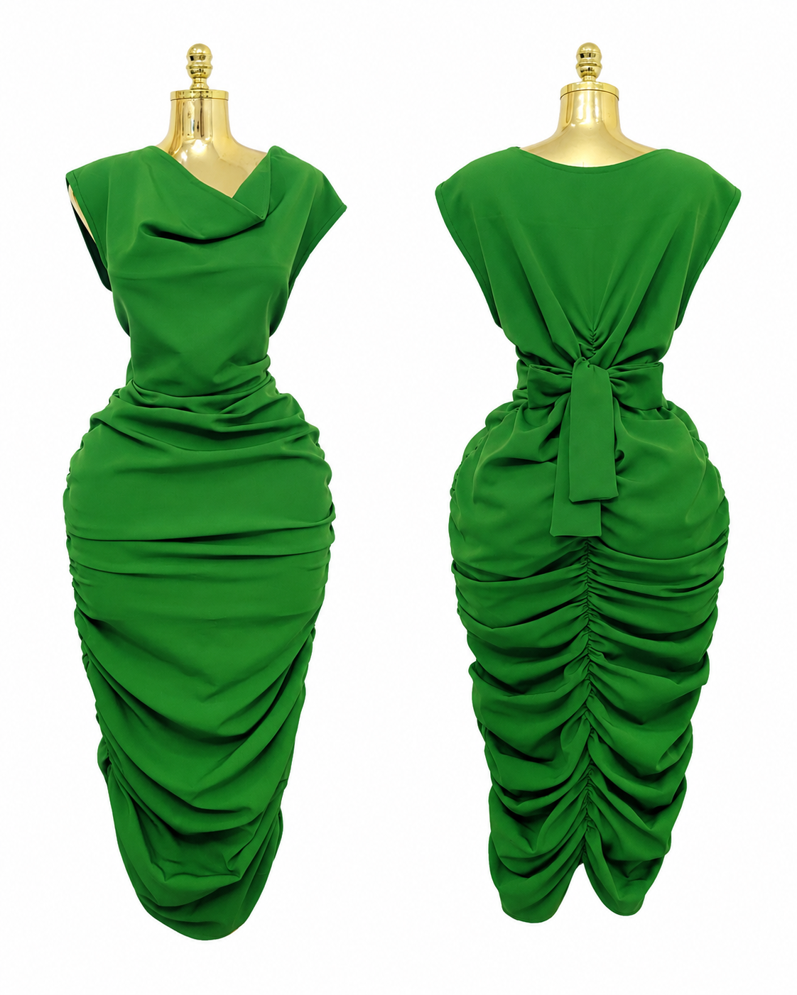 emerald luxe ruched midi dress emerald luxe ruched midi dress