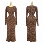 mocha rose print ruched maxi dress