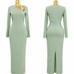 sage elegance long sleeve maxi dress