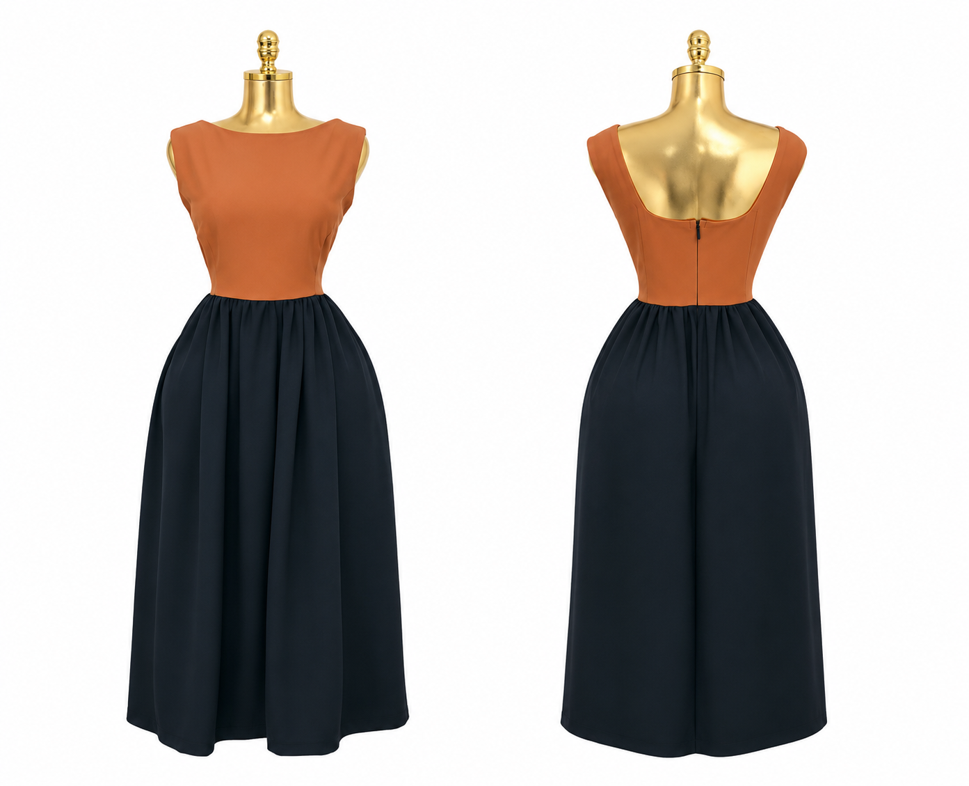 elegant two tone midi flare dress elegant two tone midi flare dress