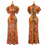 sunset marble mesh maxi dress