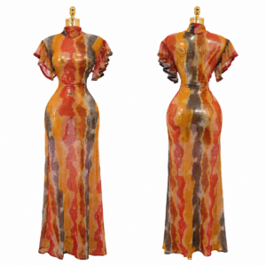 Home sunset marble mesh maxi dress