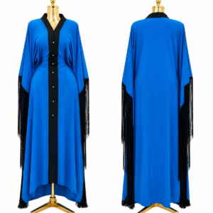 Home royal blue fringe kaftan maxi dress