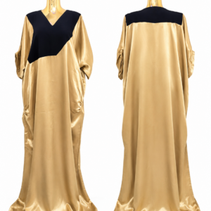 luxe gold satin kaftan maxi dress