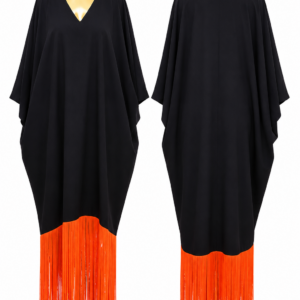 elegant fringe hem kaftan maxi dress