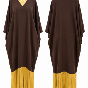 elegant fringe hem kaftan maxi dress