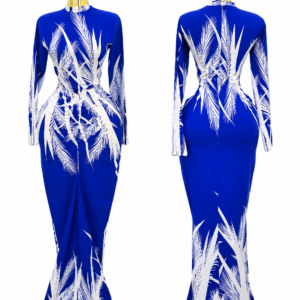royal breeze printed mermaid gown