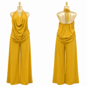 golden drape halter two piece
