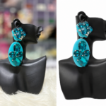ocean blue crystal statement drop earrings