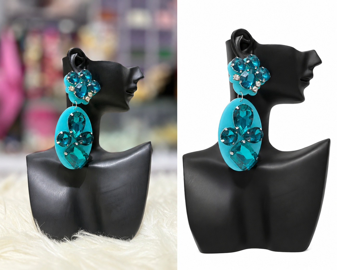 ocean blue crystal statement drop earrings ocean blue crystal statement drop earrings