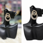 crystal double halo statement earrings