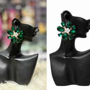 emerald bloom statement stud earrings