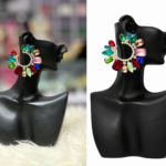 rainbow crystal statement hoop earrings