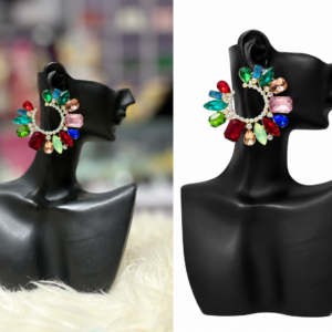 Home rainbow crystal statement hoop earrings