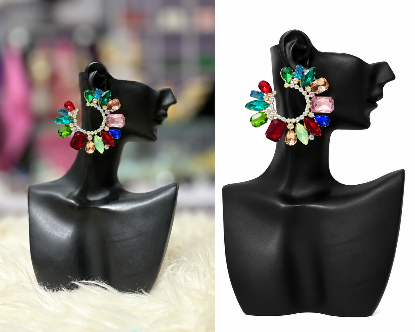 rainbow crystal statement hoop earrings rainbow crystal statement hoop earrings