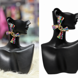 rainbow crystal bow earrings