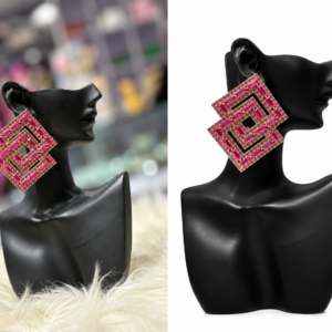 geometric luxe pink crystal earrings