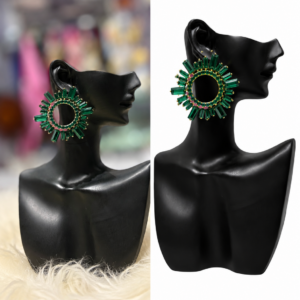 emerald sunburst crystal earrings