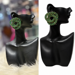 emerald spiral statement earrings