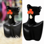 coral bloom pearl statement earrings