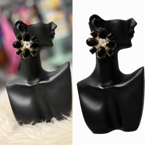 midnight bloom crystal statement earrings