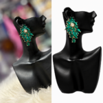 emerald crystal statement earrings