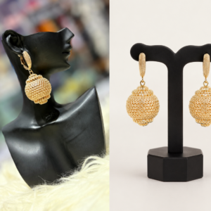 luxe gold filigree globe drop earrings